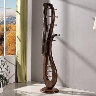 胡全实木衣帽架落架地家中式 用黑桃木卧室挂衣客HPE厅入户门口衣