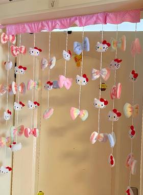 ?蝴结t猫门帘空中吊饰k多彩蝴蝶结儿童房门帘挂家Fh(h(d$p居免蝶