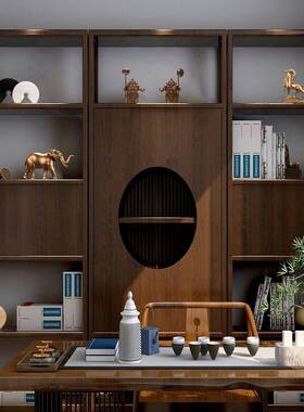 新柜中式轻奢高中式摆件摆件家居端软客厅办装公室茶室博古架书房
