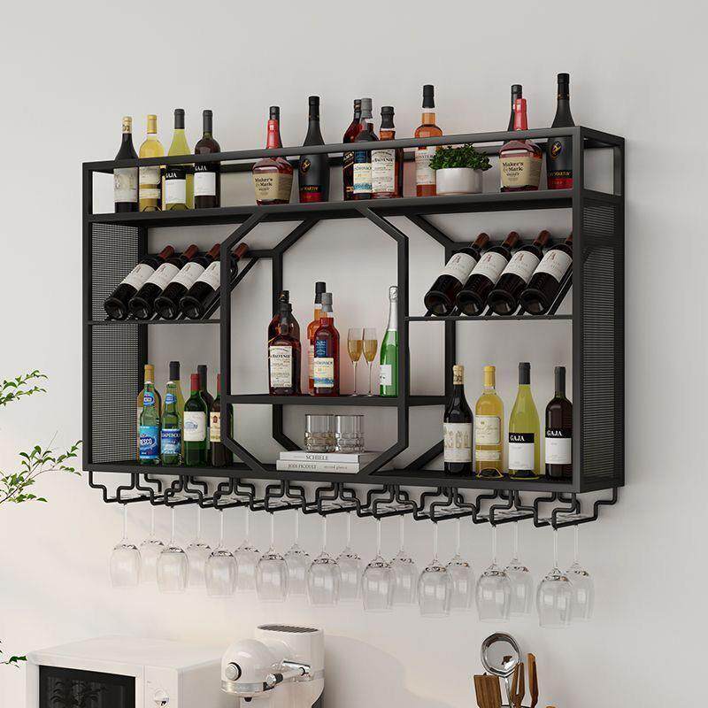 墙上酒酒吧吧台置酒柜壁挂式架家用铁艺餐红厅酒展示架IES悬挂墙