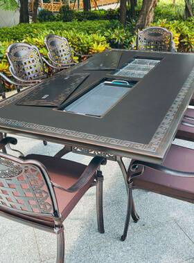 烧烤家具花外DD102577桌用椅桌椅铸铝无户烟烧烤露台室外庭院园休