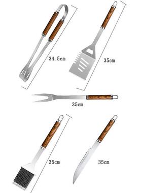 3套6件木纹款烧烤套装BQ烤具台烤签烤炉竹平签烤垫GFNB户外便携