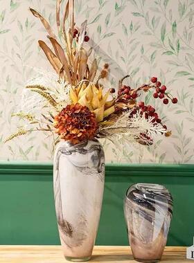 创厅意流沙水ali-7257设墨石纹玻花瓶摆件计师样板房客插花璃瓶插