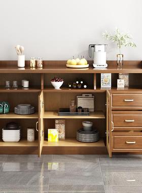 实木餐边柜厅酒一体靠墙饭厨房碗盘柜微波NNN炉水柜矮柜碗茶盘柜