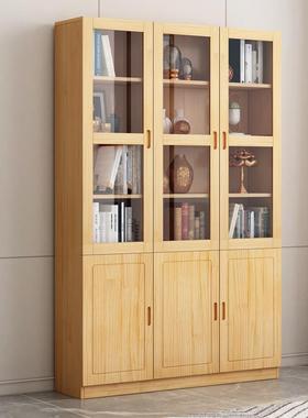 实木书柜落置物柜儿松组合书F96775J6架客厅家用餐边柜木童收纳储