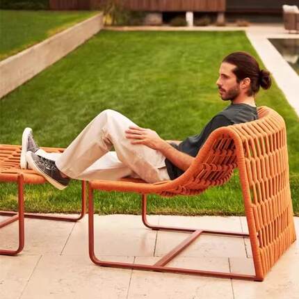 户外编绳沙发茶单庭几院SZB阳台藤椅人酒店花园闲露台休懒人椅设