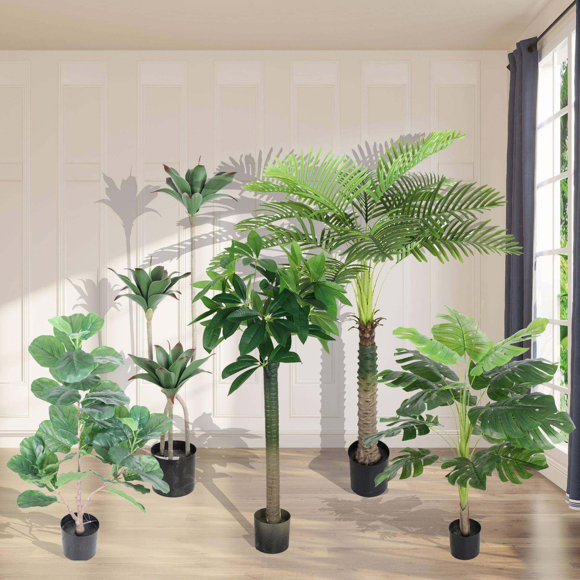 仿树绿盆栽琴叶榕苏真铁龟背睡莲仿真花植饰PHE摆件客厅装造景树