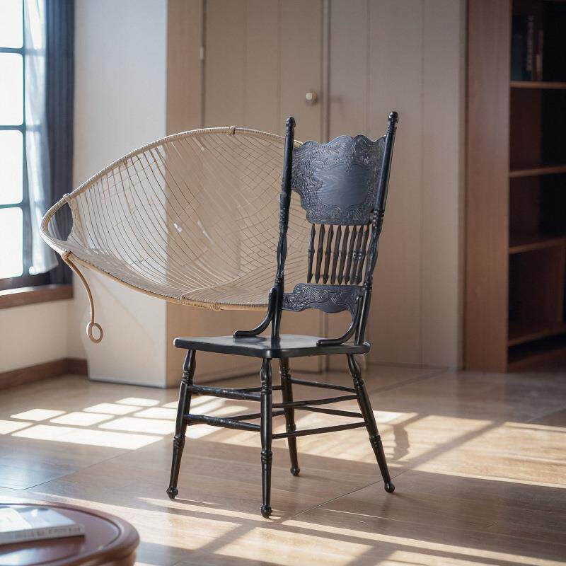 美式复MOU风实木餐椅子园婚庆道具拍照椅庭子古法式欧田式院温莎