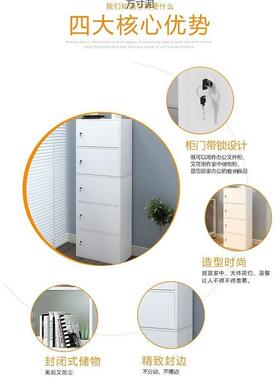 简易收带柜门书柜31007书架家用置带锁落地纳格子简约储物柜物柜