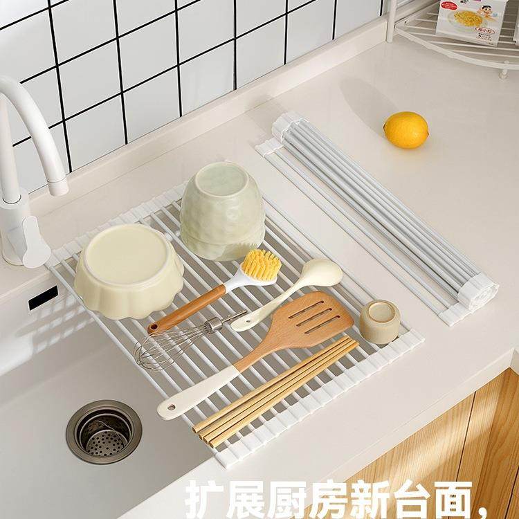 厨房水槽沥水架池可碗碟收纳架卷帘折叠碗水盘架沥水篮房F978HT69,厨房/烹饪用具,抹布架/厨房清洁收纳架,淘宝优惠券,粉丝福利购,淘宝优惠卷