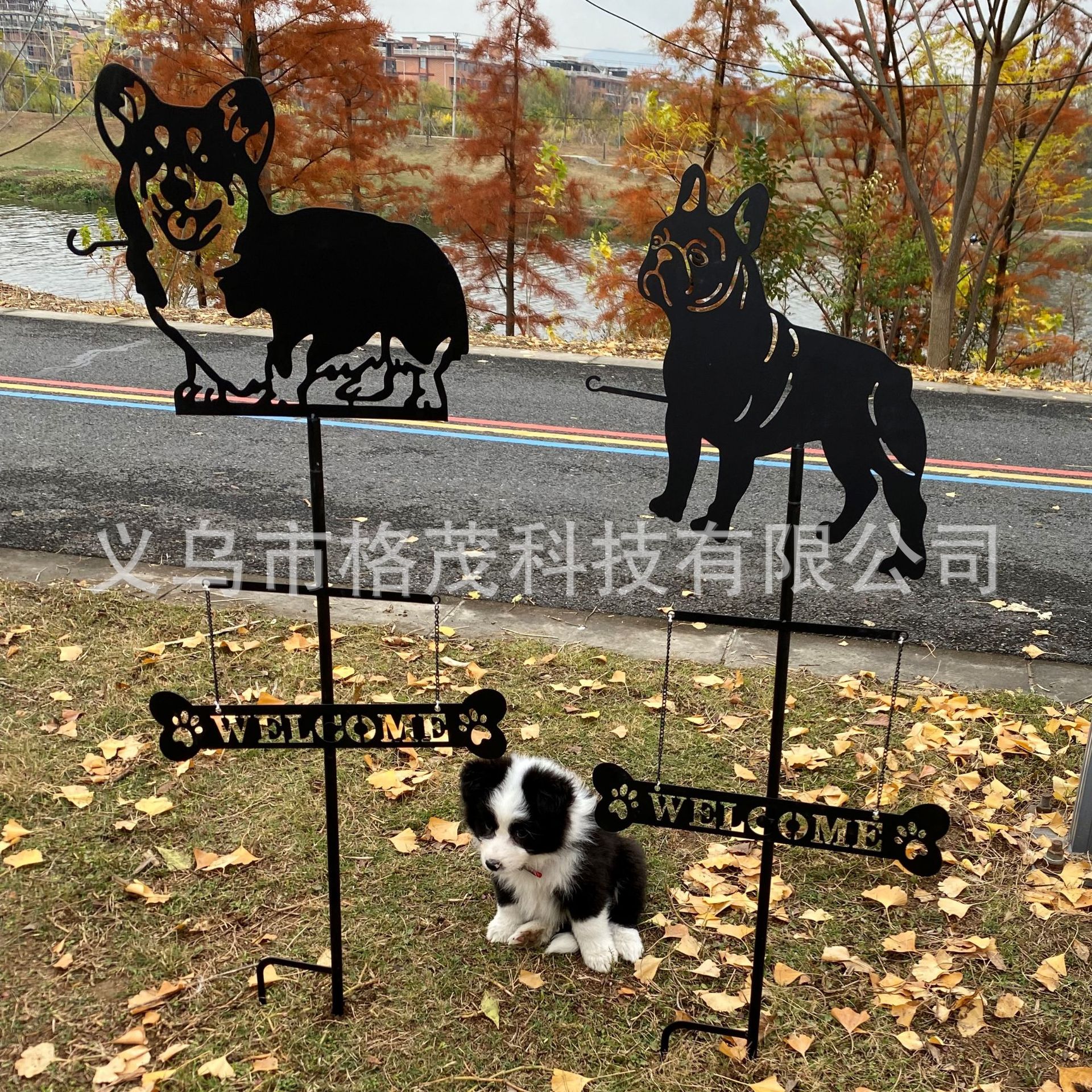 跨境热卖金属特大狗狗提灯地插户外庭院装饰工艺品摆件公园风向标