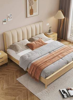 卧实人木床现代简双约1.5米床家用床1.8主经济型高箱储物ULL单人