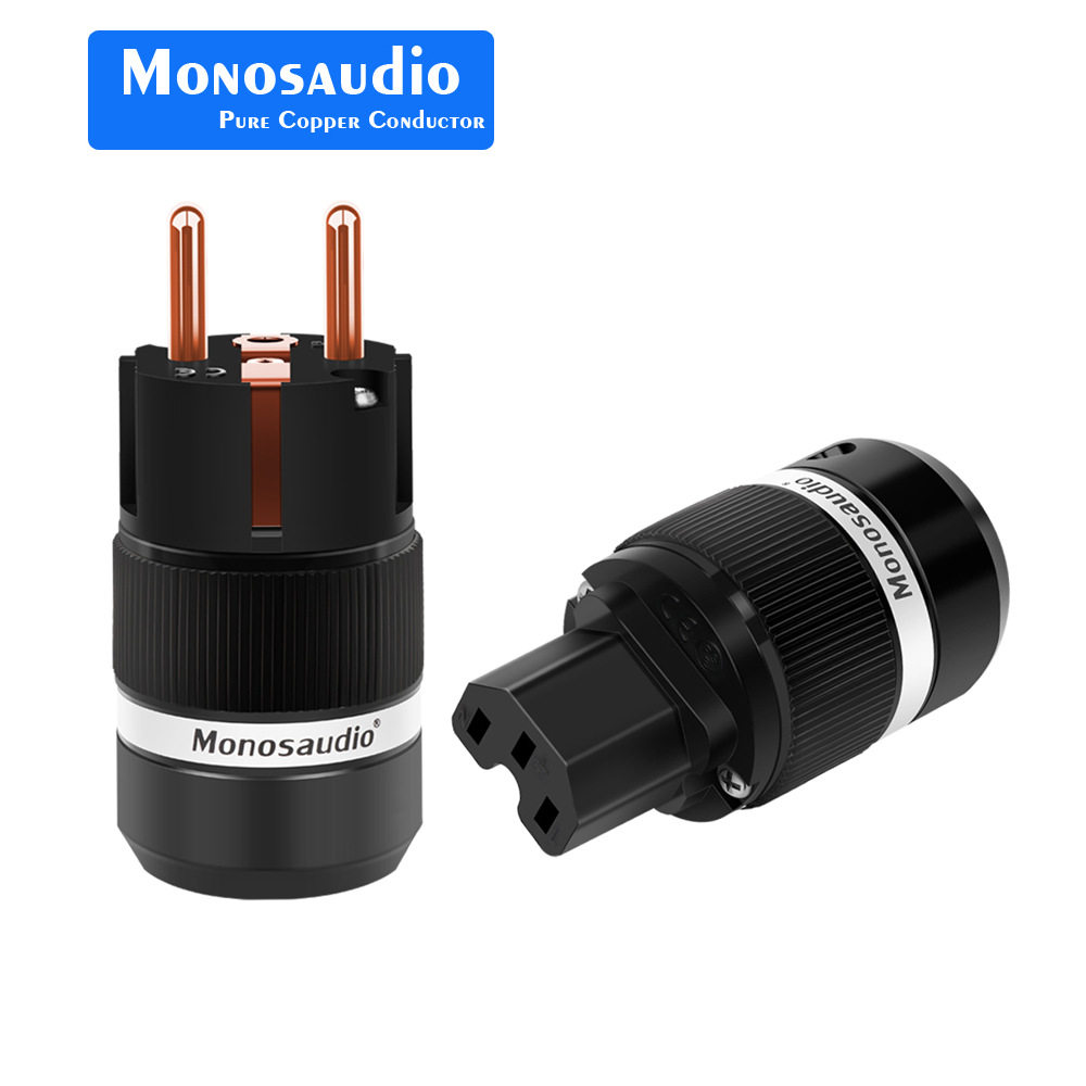 Monosaudio E100/F100 99.99%纯铜交流电源插头IEC连接器电缆插头