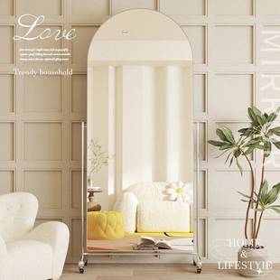 穿衣镜可调节落地镜带轮舞蹈不锈钢镜子可移动镜全身镜服装店显瘦