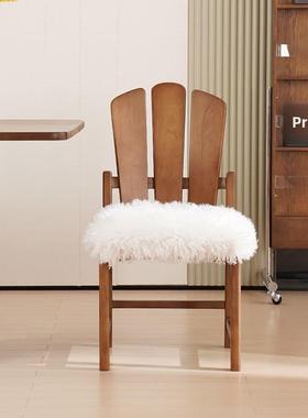 法式覆设古实木椅QQB中古风软包餐桌椅计师妆靠背椅简约餐家化用