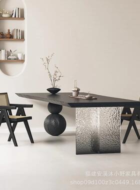 厅诧寂实木茶桌原木茶台餐VNR桌客克力渐亚变大板桌艺术创意风办