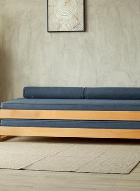 A1单0L木沙发床折实叠人床两F757SJSJ用小户型客厅多能双人组合日