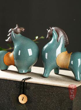 竹编竹丝瓷陶瓷桌马扣摆件创意家装居客厅书架饰品面ZQL竹编工艺