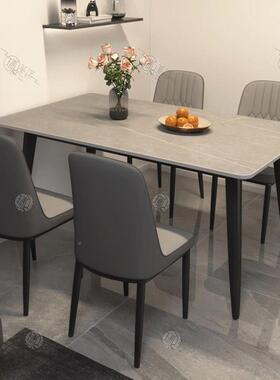 意式亮光岩餐桌轻饭桌子现奢代简桌约板66607家用小户型组合极简