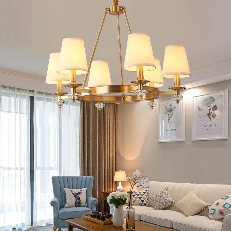 式吊353灯全大铜灯餐厅卧室复古现代约气灯具乡村田园家用美客厅,家装灯饰光源,智能吊灯,淘宝优惠券,粉丝福利购,淘宝优惠卷