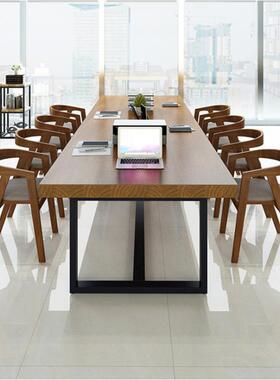实木会议桌长方桌简约现代办桌工公业长条桌69446洽谈椅桌风组合