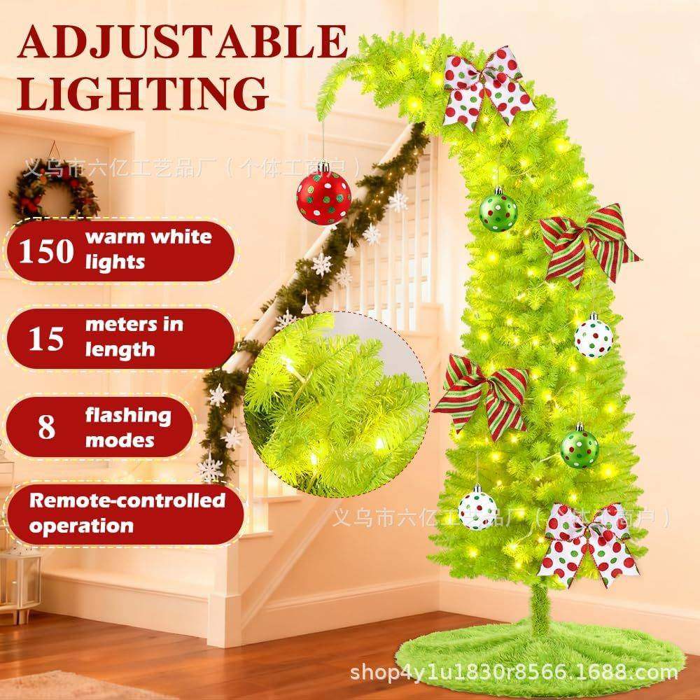 跨境新品弯头可弯曲格林奇PVC圣诞树带灯带球套餐树grinch tree,玩具/童车/益智/积木/模型,垂直悬浮玩具,淘宝优惠券,粉丝福利购,淘宝优惠卷