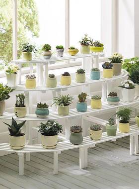 花架子客室内厅家梯式花盆阳台RTN置物架多层落用地实木户外花卉