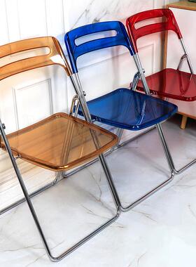 透明椅子现椅代简约折叠椅服装店照椅轻奢餐XTO用塑料家折凳子拍