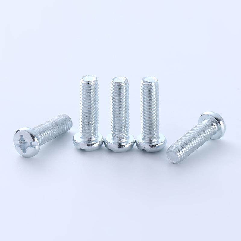 圆盘头十字JGF机螺丝GB818镀白锌一十字半复圆头合槽机丝头机牙螺