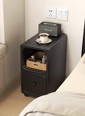 木床头实型柜极窄小卧室25床边架柜超窄简约73014夹缝置物窄边迷