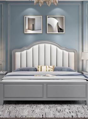 木5美式轻奢床现m代简约软包高箱床卧室1.米1.8GVX双人储物实大床