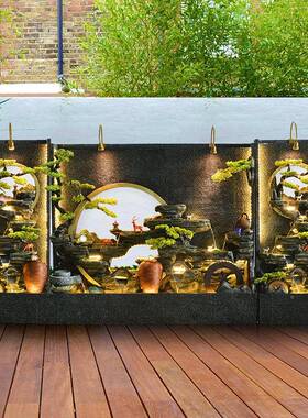 水幕摆墙流水屏风假喷ICF泉山水景观庭院花园布置户山外招风水财