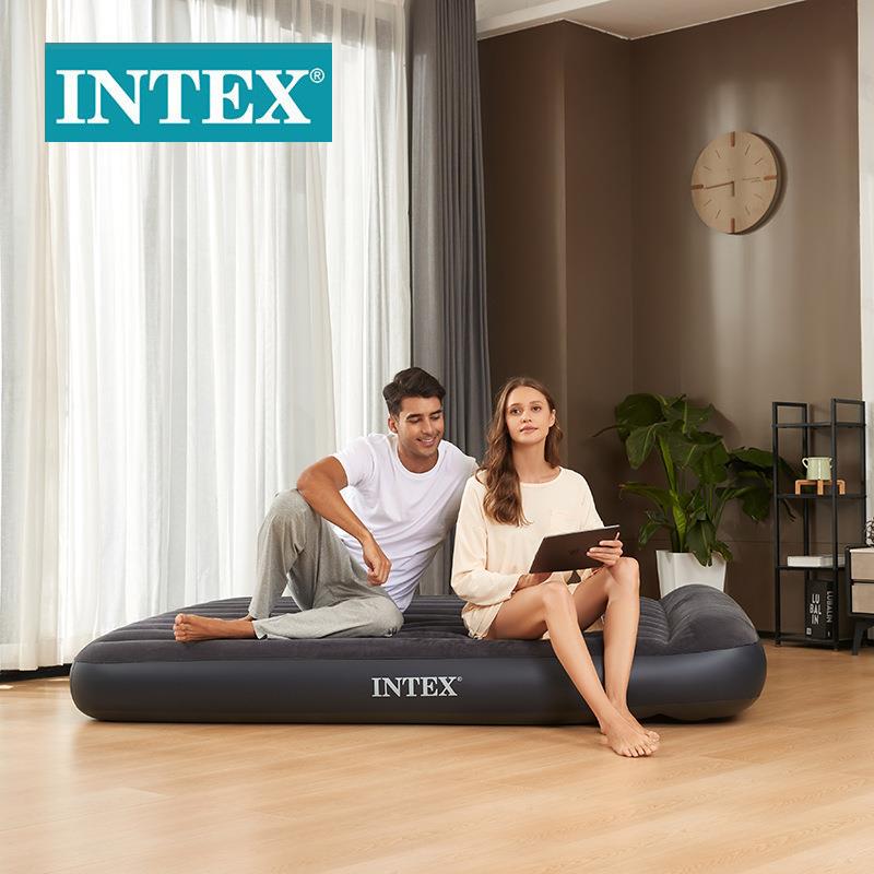 intex 64144户外野营充气垫家用单双人充气床垫植绒气垫充气床