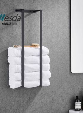 黑色不锈钢浴巾架巾架浴室墙QT002上毛巾置物卫架生间浴巾收纳毛
