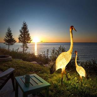 户外动物造型脂梅花长颈丹顶鹤公园文旅灯夜游亮化OLH草树坪鹿景