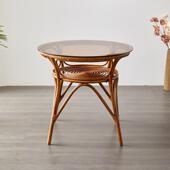 7W藤椅件家用三套单人天然真藤桌椅组椅合靠背餐HUD椅茶高室泡茶