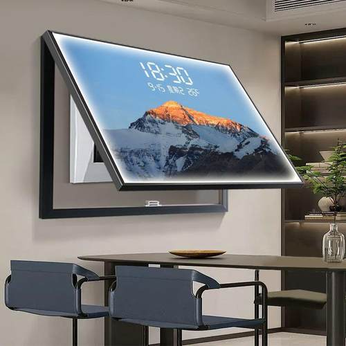 日照金山电表箱装打画带钟表客厅创意LTIYED灯免开关遮孔挡配饰电