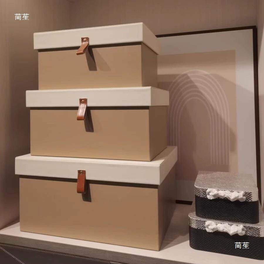 皮质无品牌/收纳样板盒间软装衣帽间部柜顶收纳箱皮衣革整理箱储
