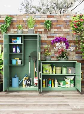 全铝合金储物落柜户外晒防工具柜带轮庭院阳收纳台柜置FSM物柜地