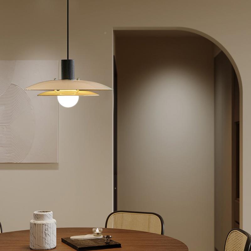 法式奶油风餐厅灯h飞碟吊p5中古灯复684古现代简约轻奢餐桌组灯合