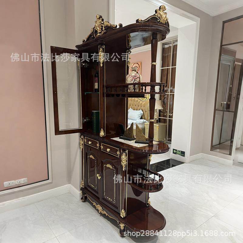 欧实木雕花间柜ltao7045酒柜酸断枝色式贴金厅箔家用别墅自建房客