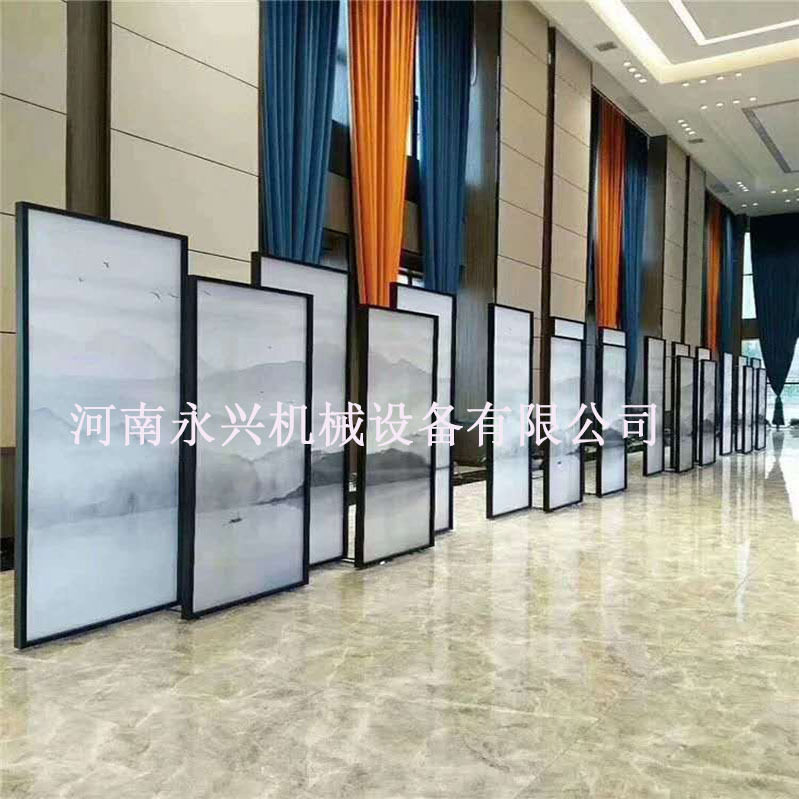 厂家来图来样5--12mm双钢化夹胶夹丝玻璃隔断酒店屏风山水画夹绢