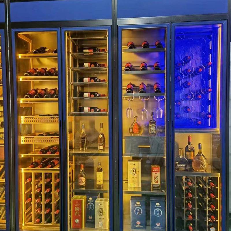 奢华珍藏不锈锈钢恒温柜定制店铺商用红酒酒行版庄SJV不酒钢酒柜