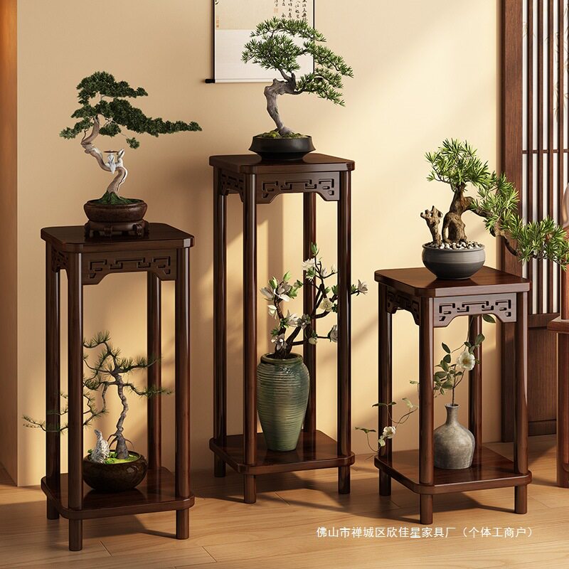 花台花架子客厅落地式置物架阳台花盆托架中式多层实木植物架2025