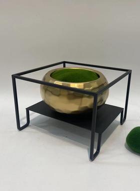 代简约黑色花器轻奢金色插TPS陶瓷花桌瓶花现样板房洽谈酒店摆件