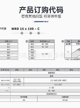 C8420HLIC磁式无杆气缸MRD15*50/100/150E/200偶/250/300/400/50/
