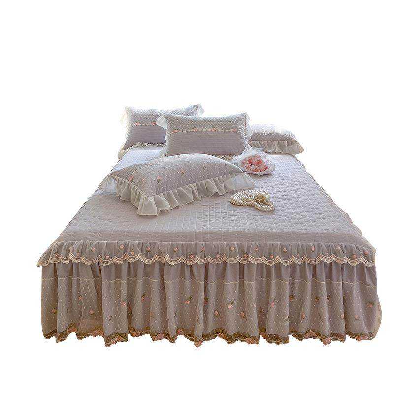 可定用制蕾丝床裙单件床带罩款床单四季通棉床盖裙边纯色F99J586H,床上用品,床裙,淘宝优惠券,粉丝福利购,淘宝优惠卷