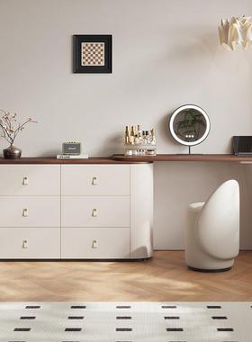 复古风家用卧室桃木饰面马鞍化妆台高皮实木梳AXA妆台收档纳柜胡