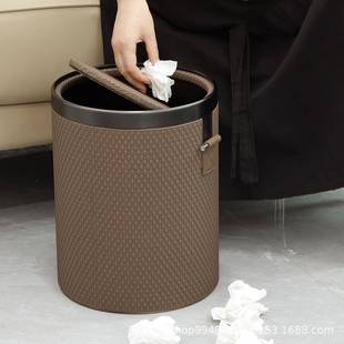 家用垃圾桶2205新款 大用号大容量带盖家客厅轻高档奢皮001革收纳