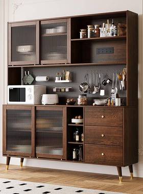 新中式代简约物柜厨餐厅现高柜茶水柜实木餐边柜CLR家用多功储能